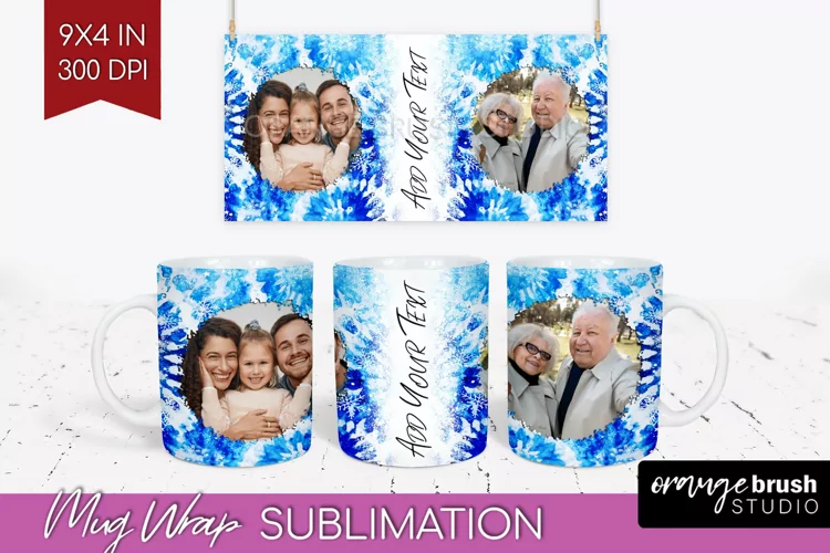 Winter Photo Frame Mug Wrap - Tie Dye Mug Sublimation