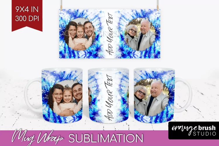 Winter Photo Frame Mug Wrap - Tie Dye Mug Sublimation