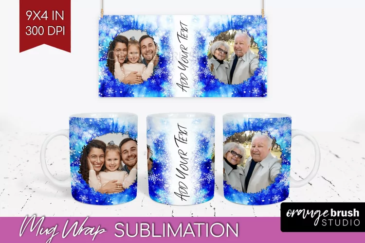 Winter Photo Frame Mug Wrap - Tie Dye Mug Sublimation