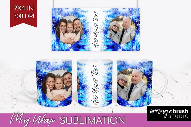 Winter Photo Frame Mug Wrap - Tie Dye Mug Sublimation example image 1