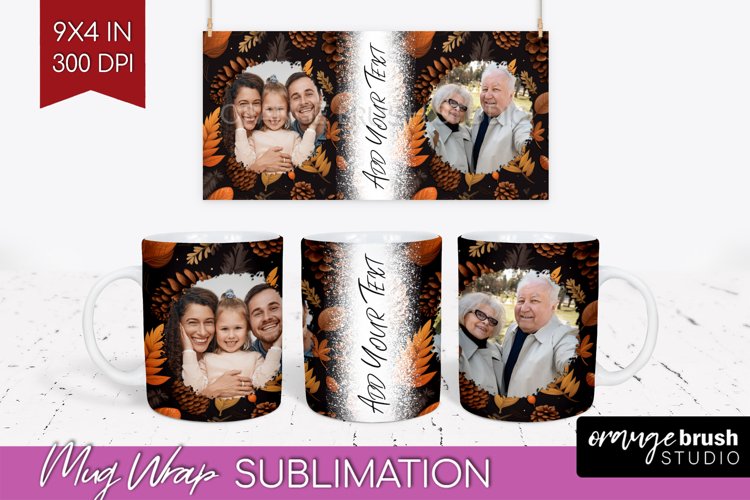 Fall Photo Frame Mug Wrap - Autumn Mug Sublimation example image 1