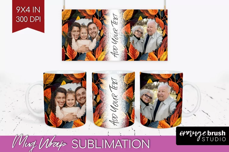 Fall Photo Frame Mug Wrap - Autumn Mug Sublimation