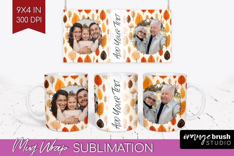 Fall Photo Frame Mug Wrap - Autumn Mug Sublimation example image 1