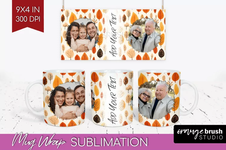 Fall Photo Frame Mug Wrap - Autumn Mug Sublimation