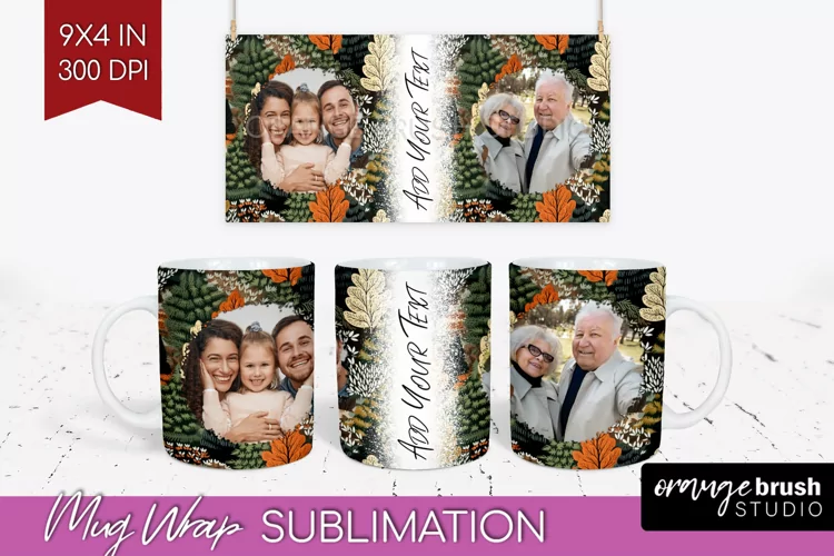 Fall Photo Frame Mug Wrap - Autumn Mug Sublimation