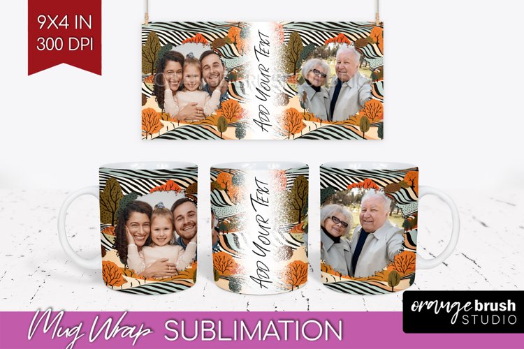 Fall Photo Frame Mug Wrap - Autumn Mug Sublimation example image 1