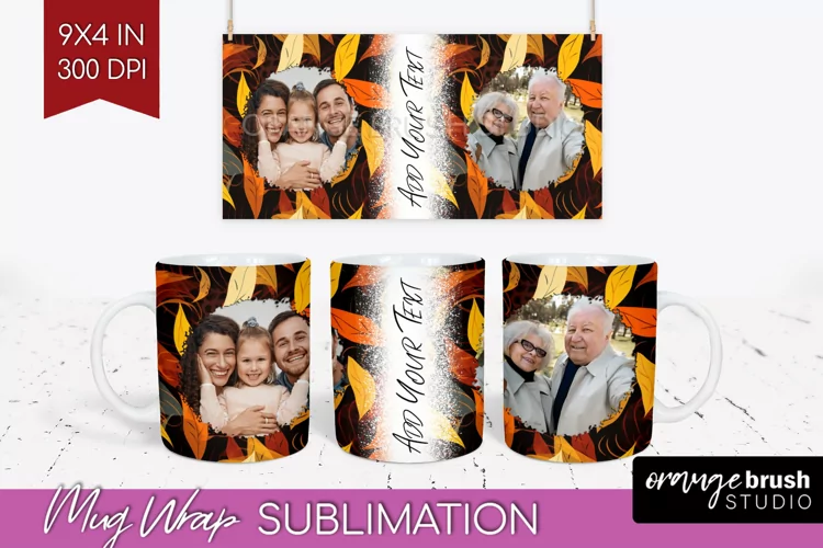 Fall Photo Frame Mug Wrap - Autumn Mug Sublimation