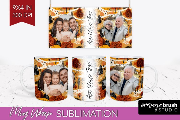 Fall Photo Frame Mug Wrap - Autumn Mug Sublimation example image 1