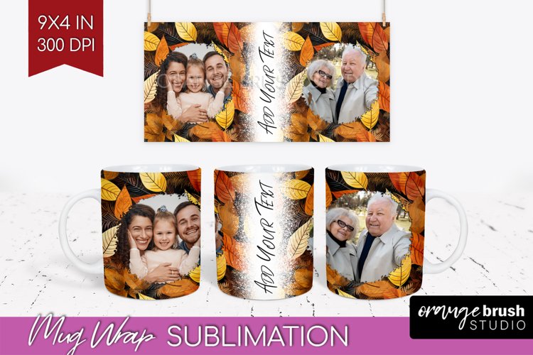 Fall Photo Frame Mug Wrap - Autumn Mug Sublimation example image 1