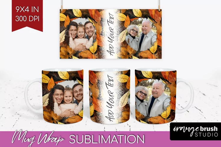Fall Photo Frame Mug Wrap - Autumn Mug Sublimation