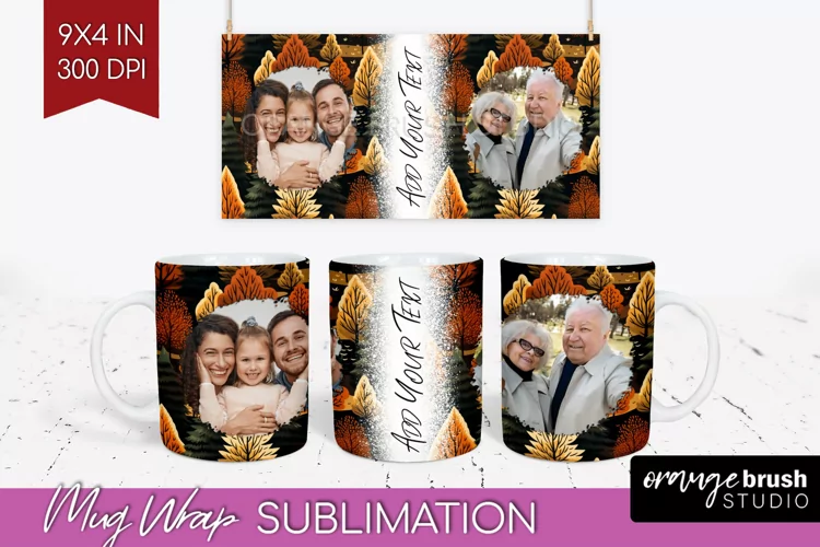 Fall Photo Frame Mug Wrap - Autumn Mug Sublimation