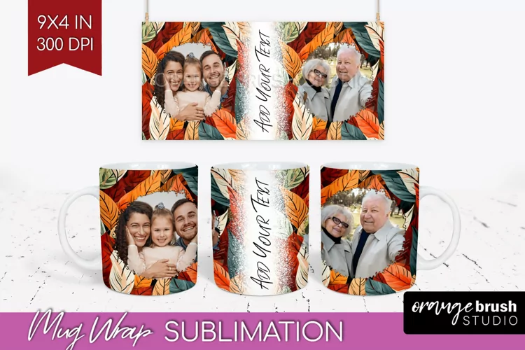 Fall Photo Frame Mug Wrap - Autumn Mug Sublimation