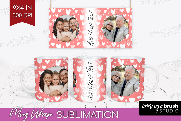 Heart Pattern Photo Mug Wrap PNG - Valentines Day Picture