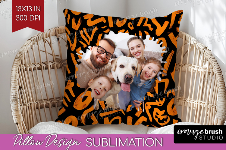 Halloween Photo Pillow PNG - Brush Stroke Picture Frame