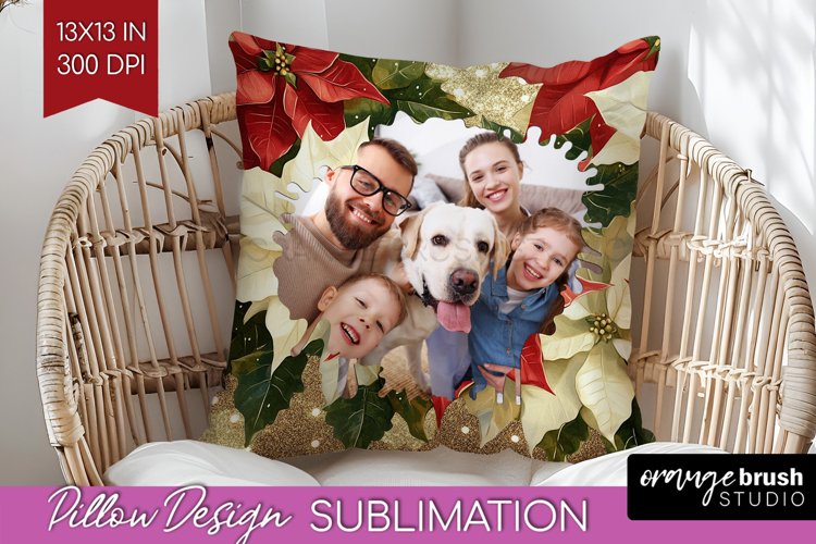 Poinsettia Christmas Photo Pillow PNG - Christmas Poinsettia