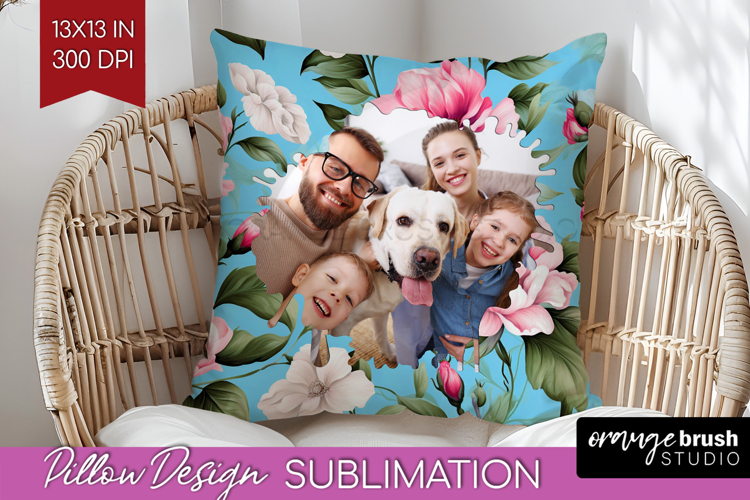 Spring Photo Pillow PNG - Flowers Picture Frame Pillow Cover