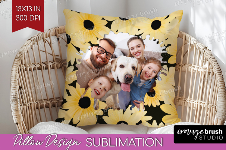 Retro Flowers Photo Pillow PNG - Floral Picture Frame Pillow