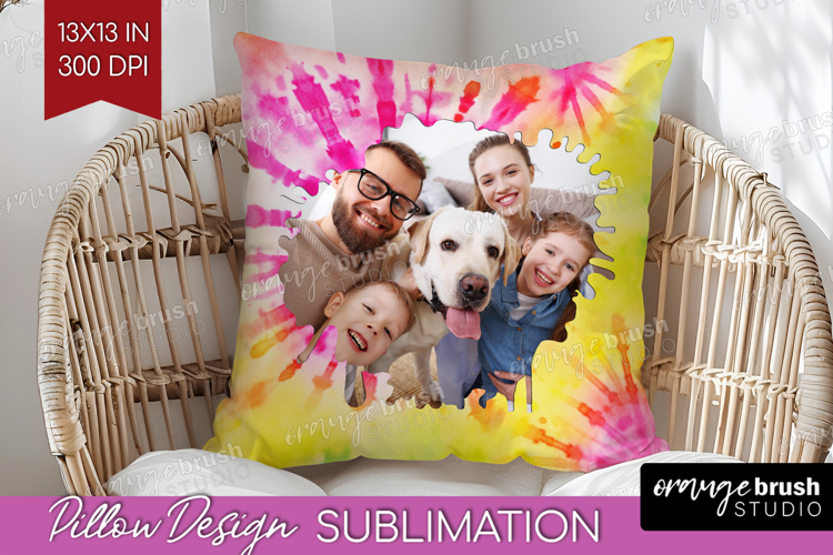 Tie Dye Photo Pillow PNG - Rainbow Picture Frame Pillow