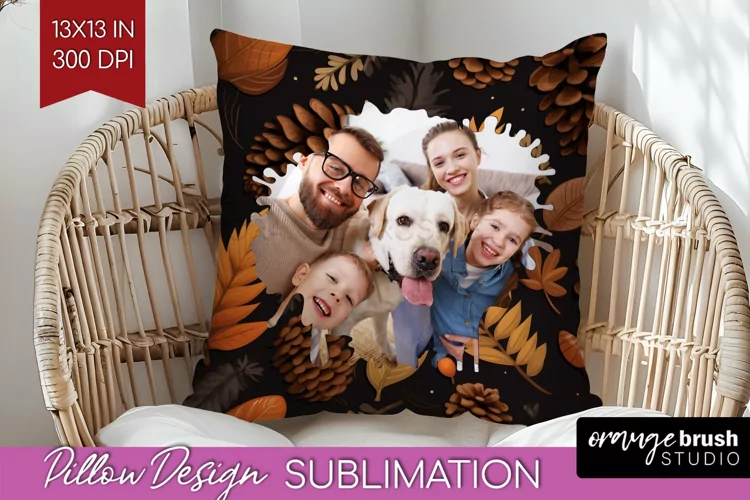 Autumn Photo Frame Pillow Sublimation - Add Your Picture