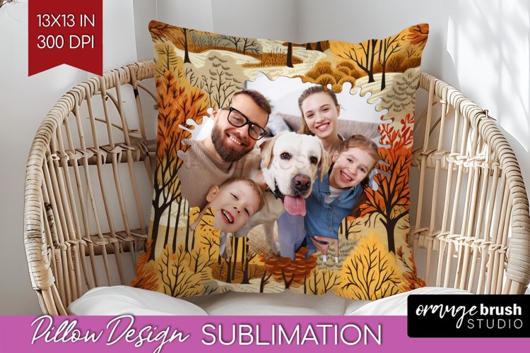 Autumn Photo Frame Pillow Sublimation - Add Your Picture example image 1