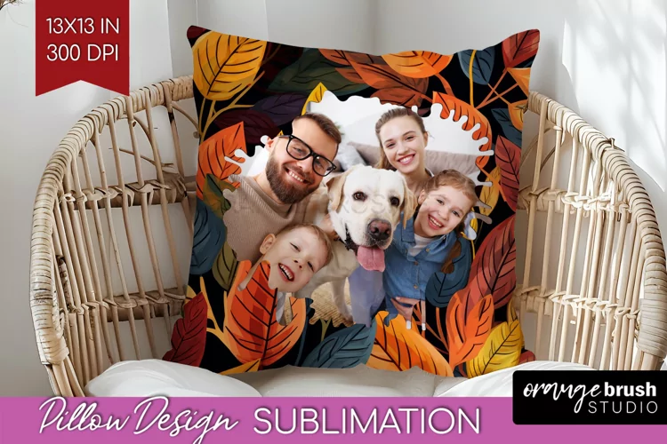 Autumn Photo Frame Pillow Sublimation - Add Your Picture