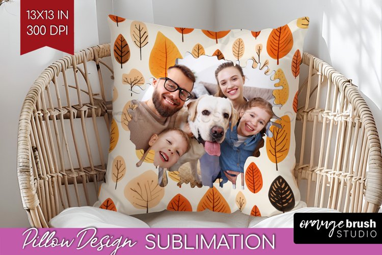 Autumn Photo Frame Pillow Sublimation - Add Your Picture example image 1