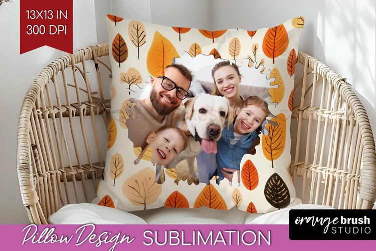 Autumn Photo Frame Pillow Sublimation - Add Your Picture