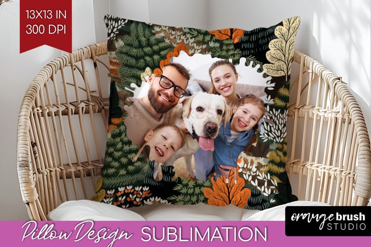 Autumn Photo Frame Pillow Sublimation - Add Your Picture example image 1