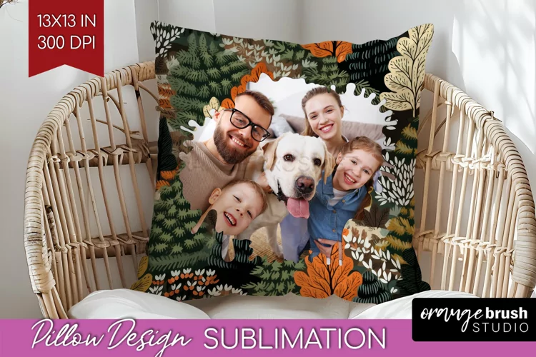 Autumn Photo Frame Pillow Sublimation - Add Your Picture