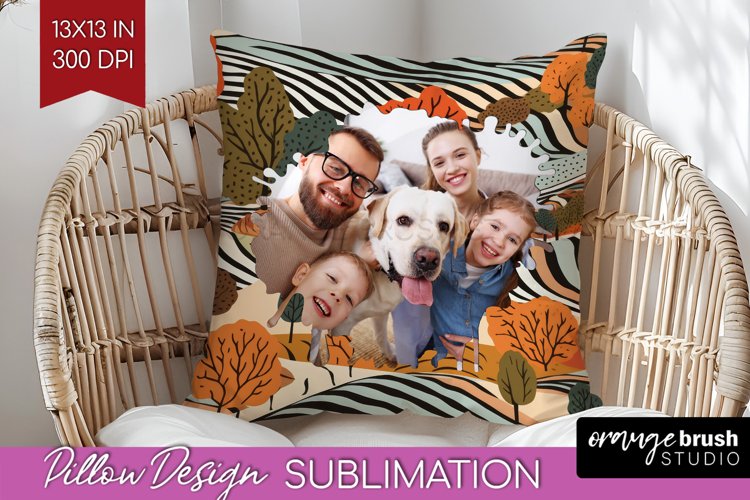 Autumn Photo Frame Pillow Sublimation - Add Your Picture example image 1