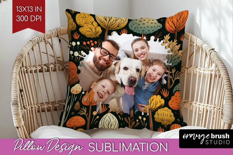 Autumn Photo Frame Pillow Sublimation - Add Your Picture