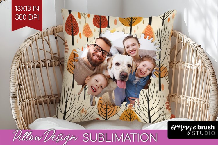 Autumn Photo Frame Pillow Sublimation - Add Your Picture example image 1