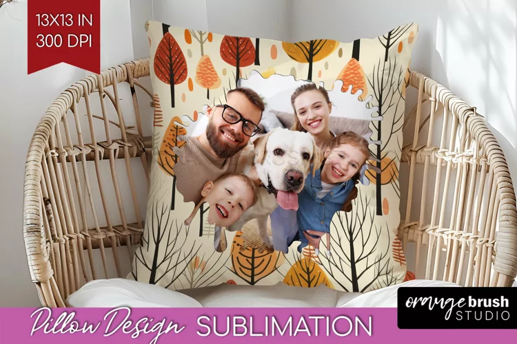 Autumn Photo Frame Pillow Sublimation - Add Your Picture