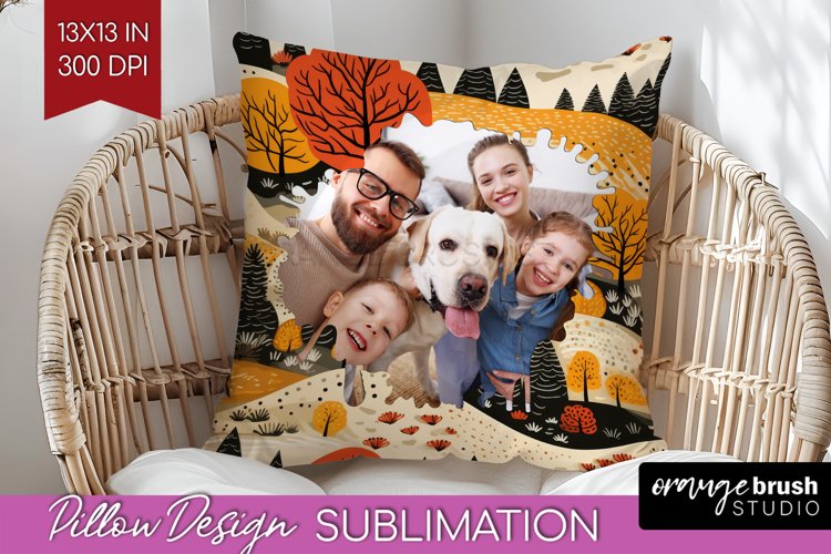 Autumn Photo Frame Pillow Sublimation - Add Your Picture example image 1