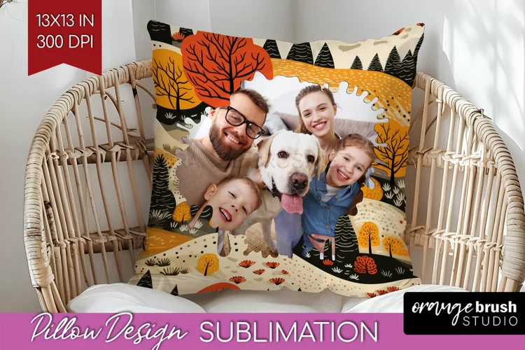 Autumn Photo Frame Pillow Sublimation - Add Your Picture