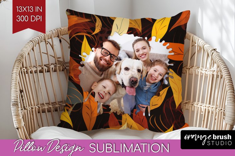 Autumn Photo Frame Pillow Sublimation - Add Your Picture example image 1