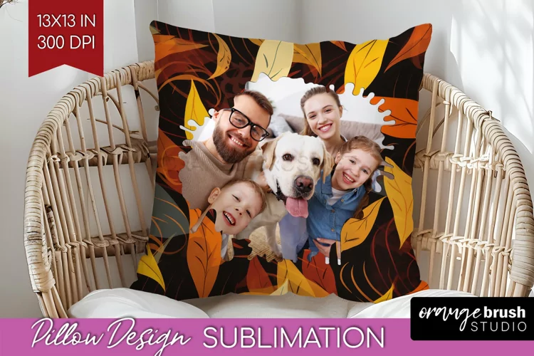 Autumn Photo Frame Pillow Sublimation - Add Your Picture