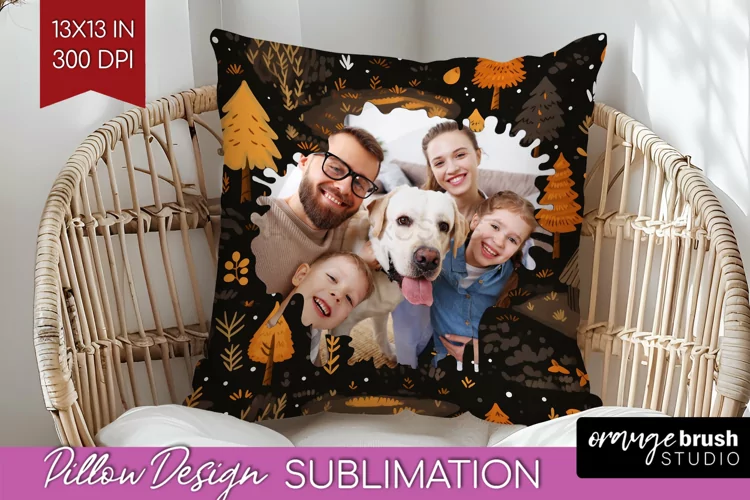 Autumn Photo Frame Pillow Sublimation - Add Your Picture