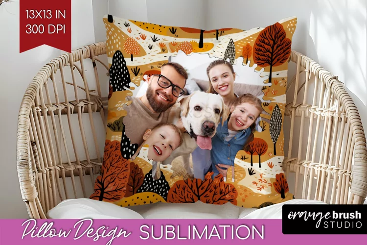 Autumn Photo Frame Pillow Sublimation - Add Your Picture