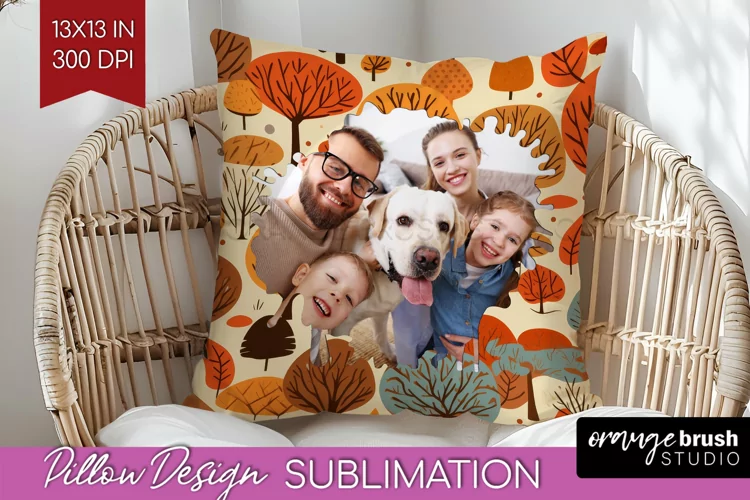 Autumn Photo Frame Pillow Sublimation - Add Your Picture