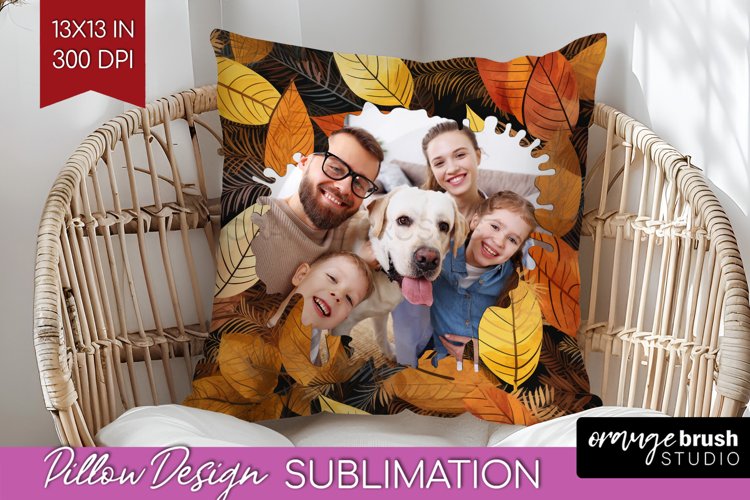 Autumn Photo Frame Pillow Sublimation - Add Your Picture example image 1