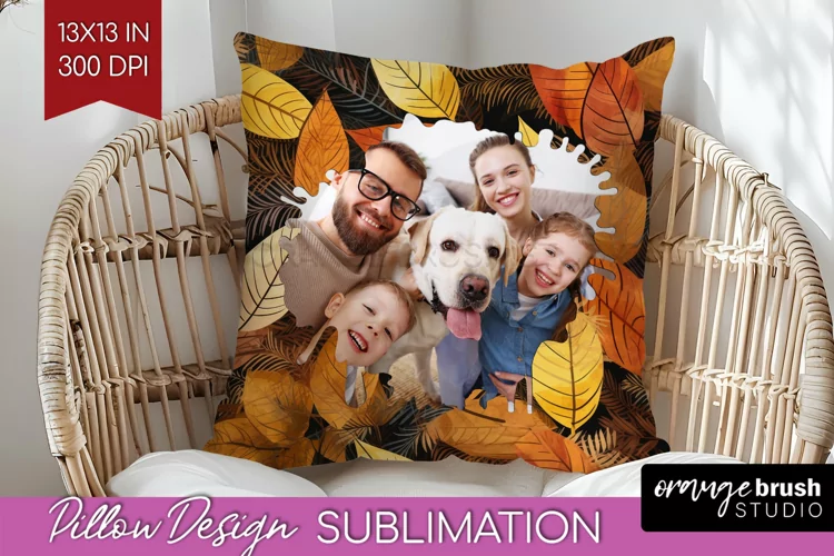 Autumn Photo Frame Pillow Sublimation - Add Your Picture