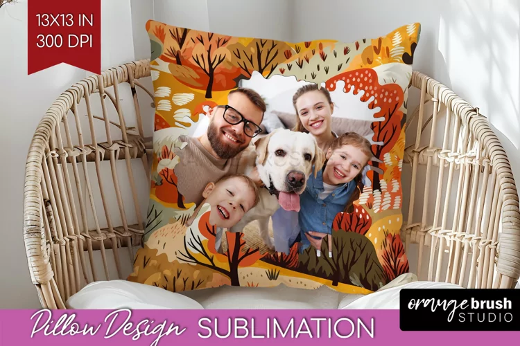 Autumn Photo Frame Pillow Sublimation - Add Your Picture