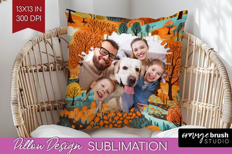 Autumn Photo Frame Pillow Sublimation - Add Your Picture example image 1