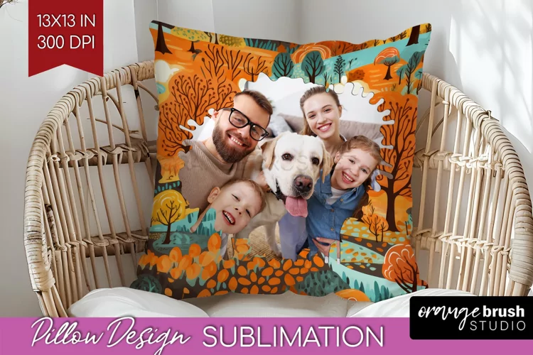 Autumn Photo Frame Pillow Sublimation - Add Your Picture