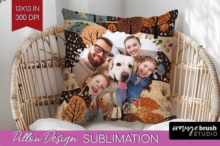 Autumn Photo Frame Pillow Sublimation - Add Your Picture example image 1
