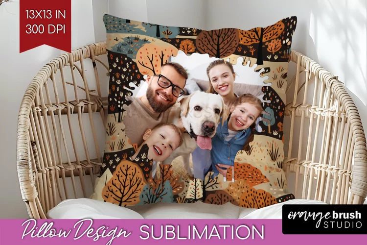 Autumn Photo Frame Pillow Sublimation - Add Your Picture
