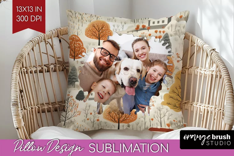 Autumn Photo Frame Pillow Sublimation - Add Your Picture
