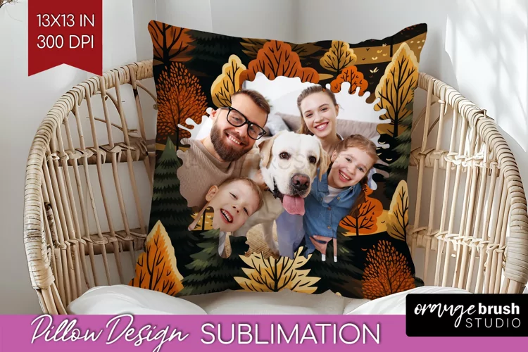 Autumn Photo Frame Pillow Sublimation - Add Your Picture