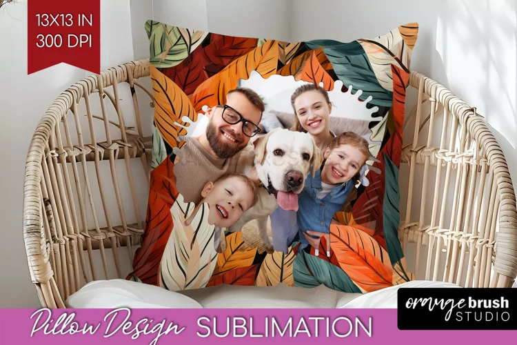 Autumn Photo Frame Pillow Sublimation - Add Your Picture
